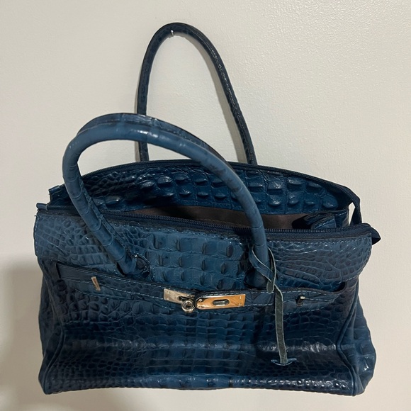 Borse In Pelle Luxurious Blue Crocodile-Embossed Bag - Picture 16 of 16